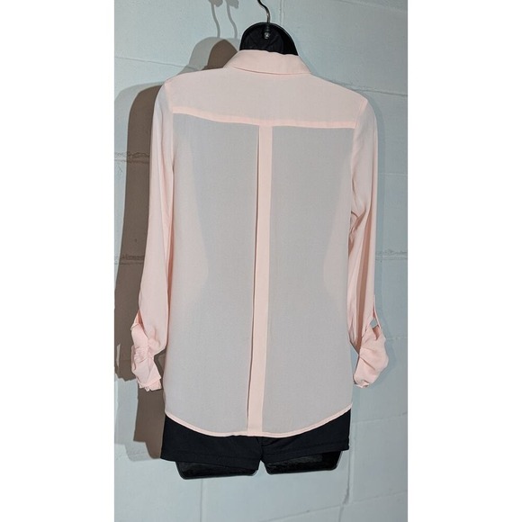 The Limited Blush Pink Sheer Button Down Long Sleeve Blouse Top Xsmall - Picture 3 of 5
